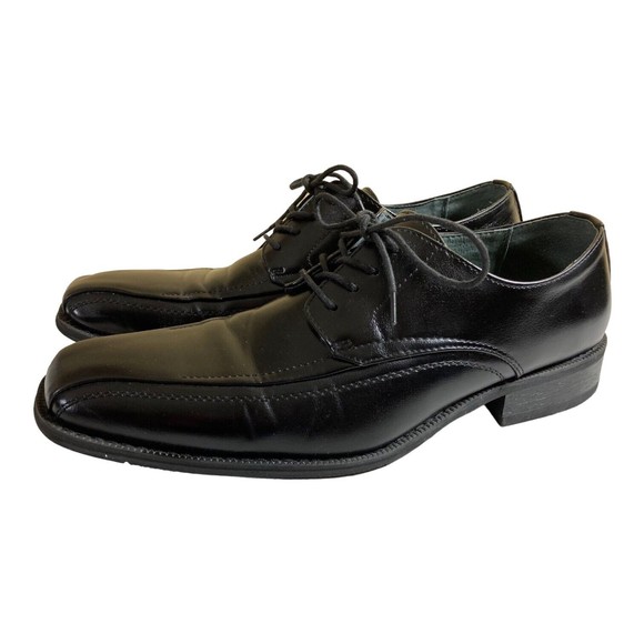 JF J Ferrar Men 11M Black Derby Lace Up Bicycle Toe Dress Shoe 014-2902 - Picture 2 of 7